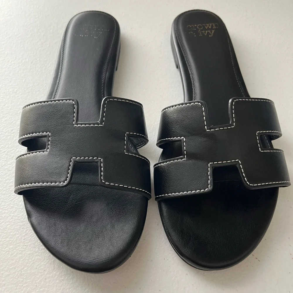 Crown & Ivy Women’s Black Slip-On Comfort Sandals | Size 8.5 | Spring | Low Heel - Picture 9 of 14